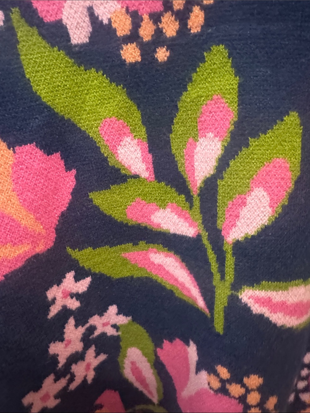 THML Navy Sweater with Pink Floral Puff Sleeves L Floral - Picture 4 of 9